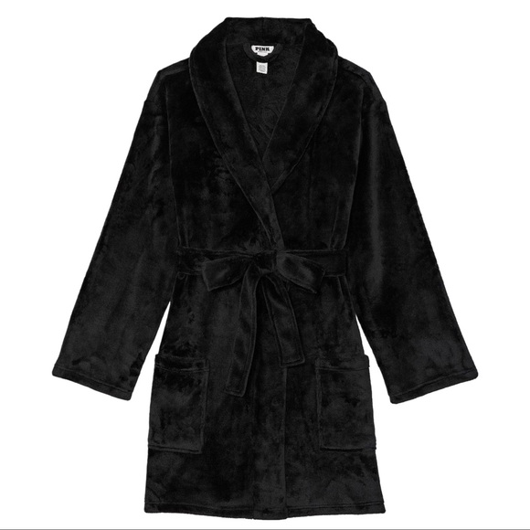 VS PINK Robe & Black & Silver Bling Slippers NEW WITH TAGS - Picture 5 of 16